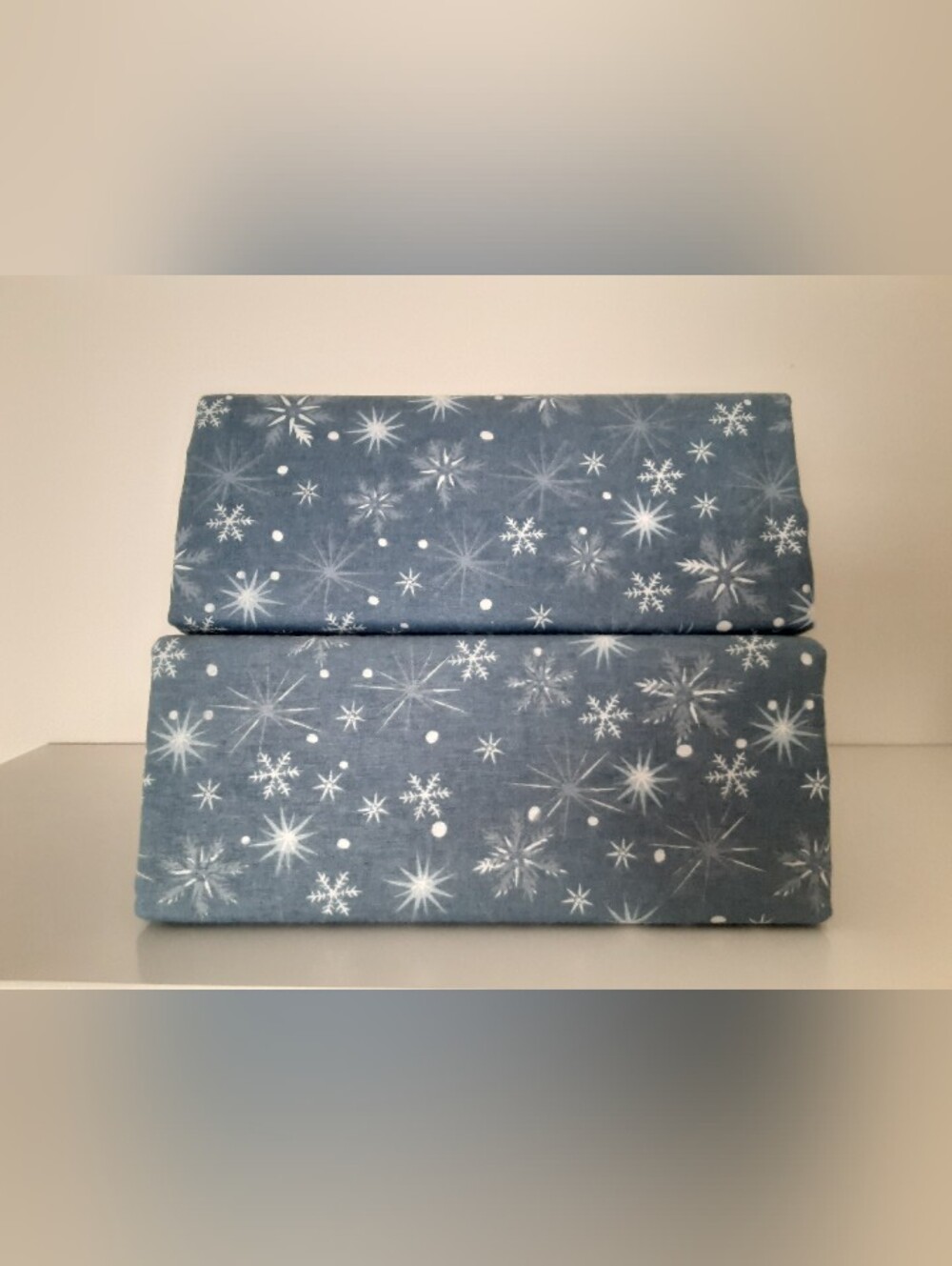 Set of 2 Twin-sized FLAT Flannel Snowflake Sheets